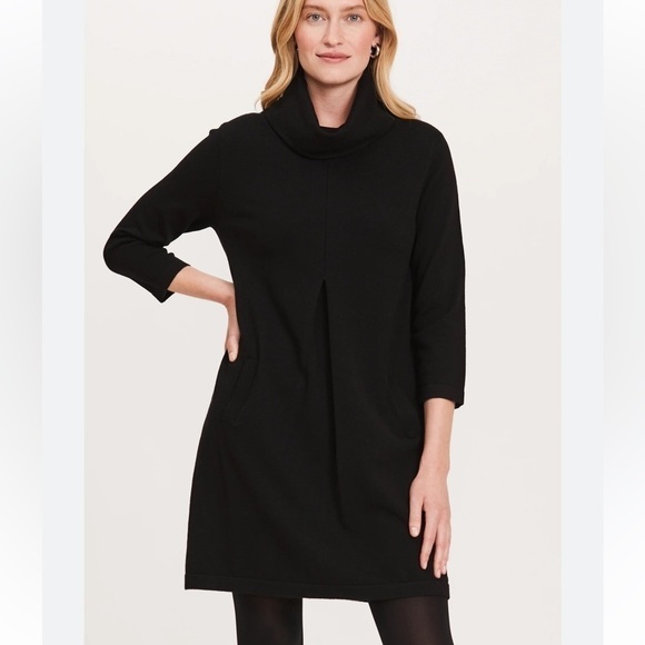 Tyler Boe Kim Black Cotton Cashmere Cowl Neck Dress - Picture 1 of 8